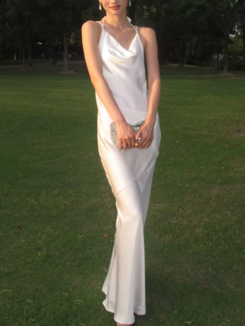 BEST Wanderdoll Aria Satin Maxi Dress 2/4/6/8 Cowl Neck Draped Flower Cross Back